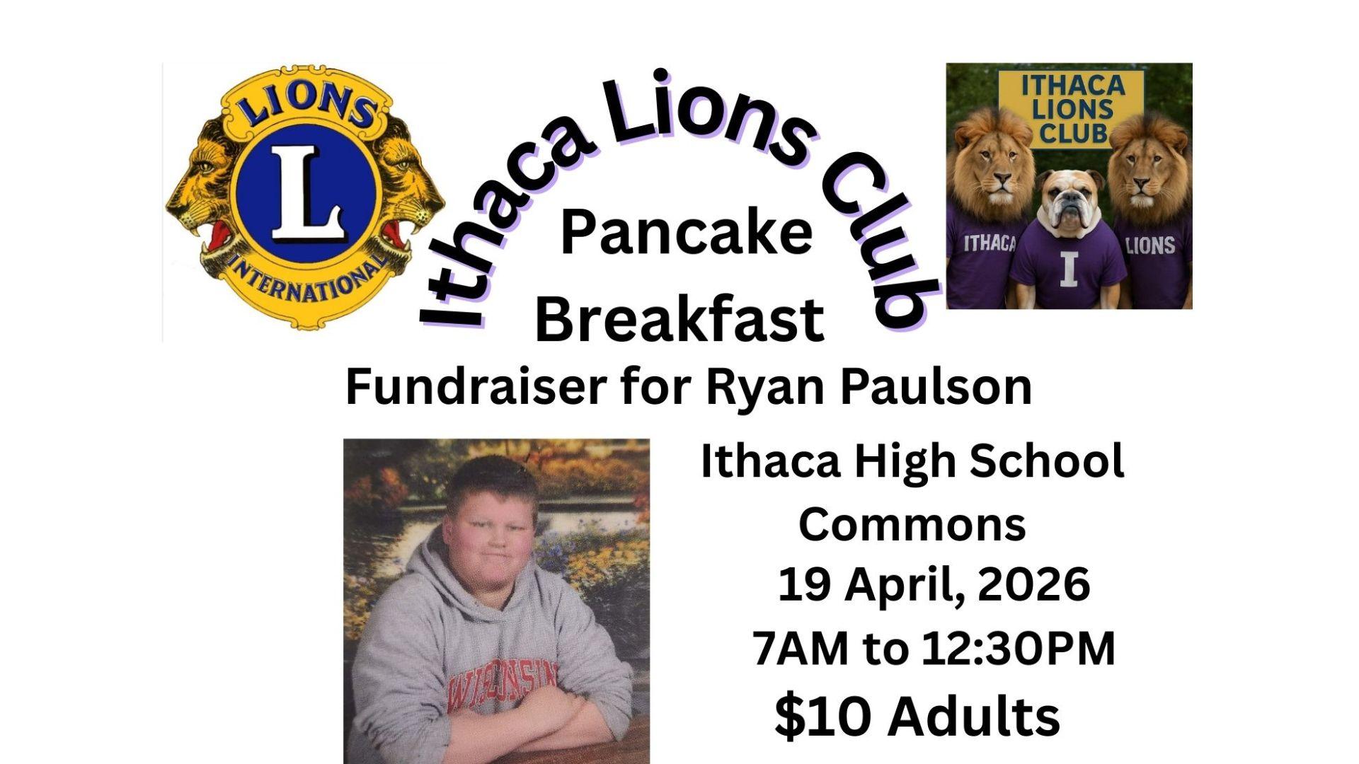 Ithaca Lions Club invites you to a special pancake breakfast fundraiser